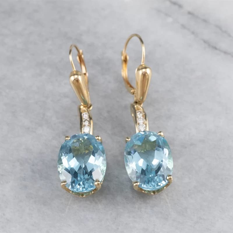 Pierced Earrings，Women's Earrings，Ear Studs，Women' White Sapphire Diamond Earrings Women Moissanite Crystal Drop Earrings Bridal Engagement Jewelry Fashion Sophisticated (Metal Color : 12)