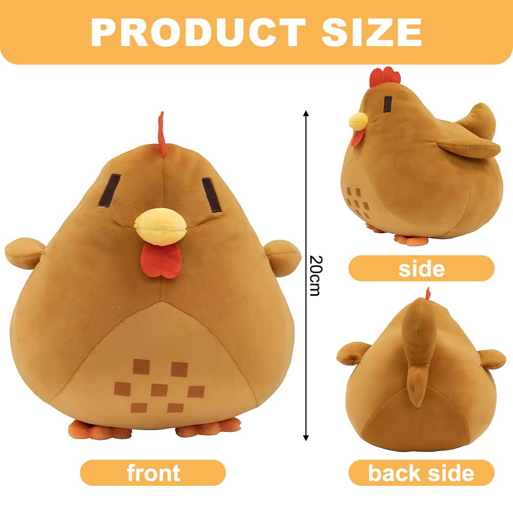 SKIPTHYBER Chicken Stuffed Plush Cute Soft Brown Chicken Doll Animal Plush Doll Figure Farm Animal Soft Cuddly Farm - Image 2