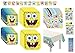 Spongebob Squarepant Birthday Party Supplies Bundle Pack includes 16 Dessert Plates, 16 Lunch Plates, 16 Lunch Napkins, 1 Table Cover, 1 Party Banner, 8 Sticker Sheets, 1 Dinosaur Sticker Sheet