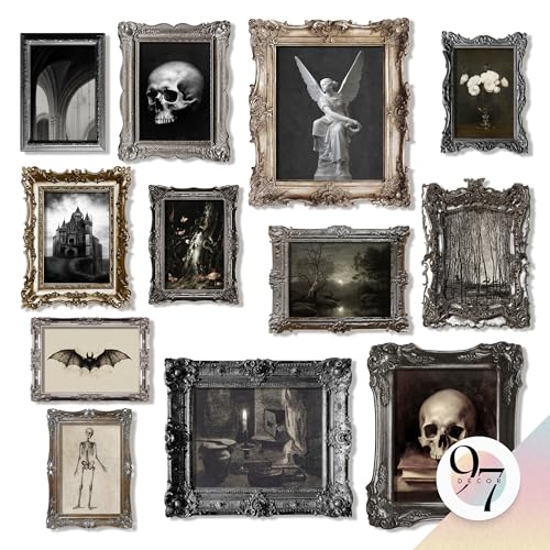 97 Decor Dark Gothic Home Decor Aesthetic - Halloween Gothic Wall Decor, Moody Wall Art Pictures, Creepy Skull Goth Posters Gallery Wall Prints For Home Dorm Bedroom Decorations (Unframed)