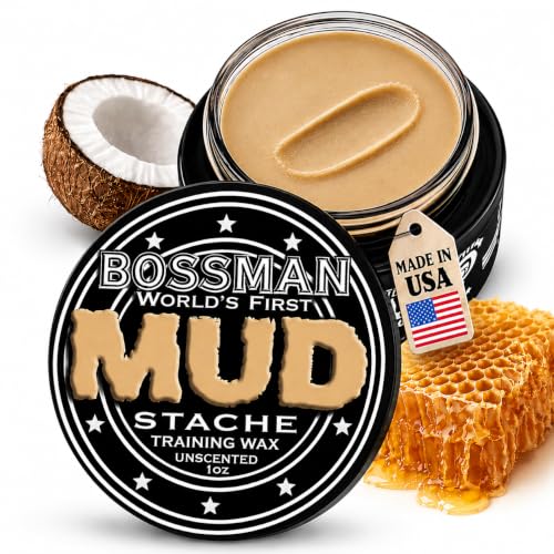 Bossman MUDstache Unscented Mustache Training Wax for Men (1 oz)