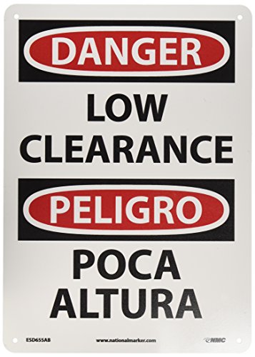 Panneau DANGER LOW CLEARANCE en aluminium durable NMC ESD655AB