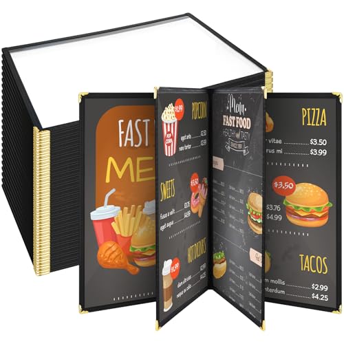 24 Pcs Restaurant Menu Covers 8.5 x 11 Inch Book Style 4 Page 8 V...