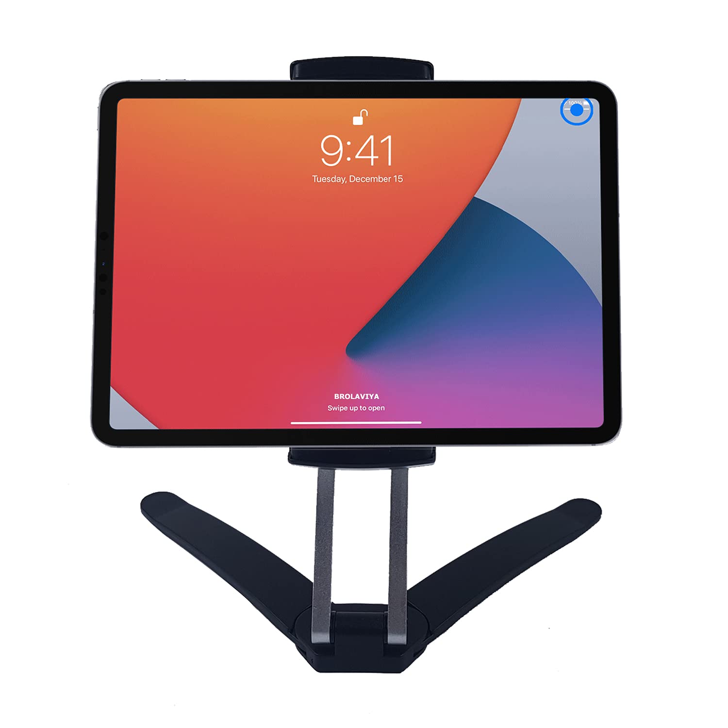 BROLAVIYA Folding 360° Desk Mount Stand, Compatible with iPhone, Samsung, iPad, Kindle, eBook Reader, 2-in-1 Wall/Countertop Desktop, for 4.7"-12.9" Display