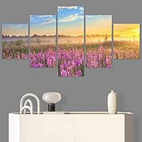 SIGNWIN 5 Panel Canvas Wall Art Modern Art Multicolor Nature Photography Relax/Calm Romantics Waterfall for Home Decorations Ready to Hang - 60