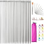 22 PCS Ensemble d'aiguilles de tricot 2mm-8mm Kit d'aiguille droite en acier inoxydable à pointe unique 11 Différentes tailles Pulls aiguilles avec verrouillage des fabricants de mailles grand pour le tissage