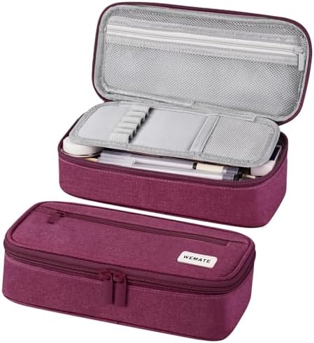 WEMATE Pencil Case, Large Storage Organizer, Makeup Bag, Teacher Must - have, Big Pencil Pouch, Marker Case for College