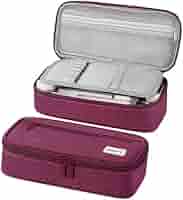 Grande Trousse Scolaire WEMATE Rose Pliable – Capacité XXL 80 Crayons + Calculatrice – 5 Compartiments – Idéale Collège Lycée Étudiantes