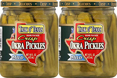 Talk O' Texas Crisp Pickled Okra, Your Choice of Mild or Hot, 2-Pack 16 oz. Jars (Mild)