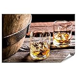 islandburner XXL Bild Poster Whisky Glaeser und Fass auf 