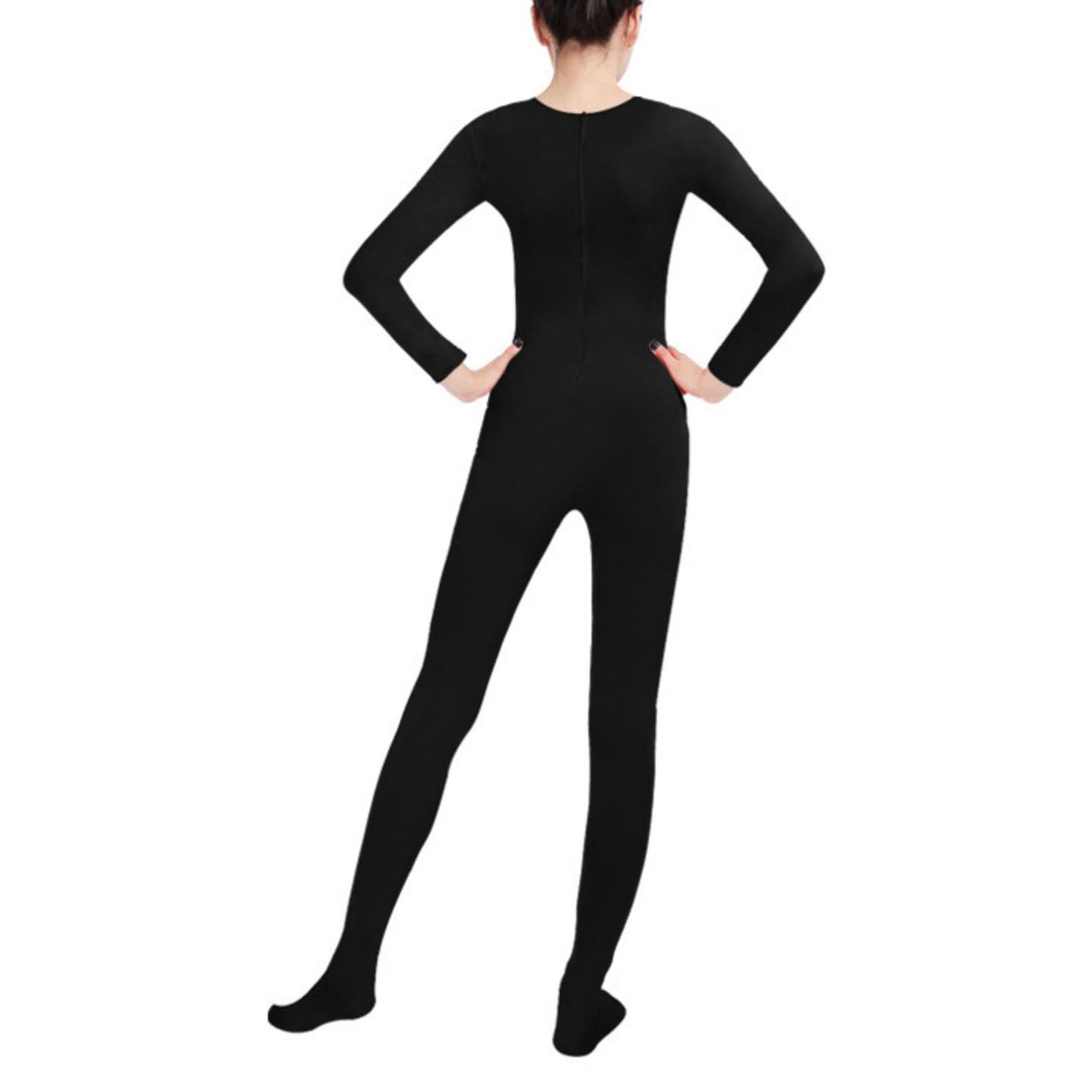 Tuta da donna a girocollo in spandex, a maniche lunghe, stile Zentai, per Halloween