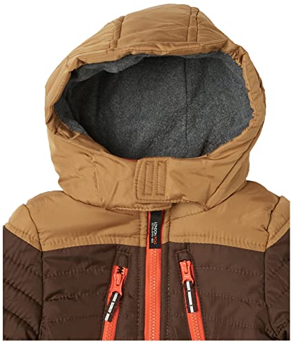 Image of LONDON FOG Boys' Toddler Color Blocked Winter Puffer Jacket with Hat