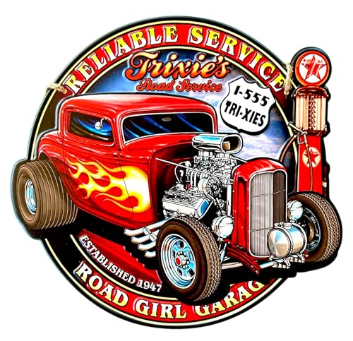 DiiliHiiri Cartel Hot Rod – Placa de Metal de Garage Vintage (32x30cm) - Letrero Metálico Retro Estilo Antiguo - Decoración para Bares - Chapas Vintage - Taller Mecanico- Garaje— (9554)