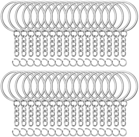 NACHLYNN 60 Pack Key Rings Bulk Keychain Making Kit Keychains with ...