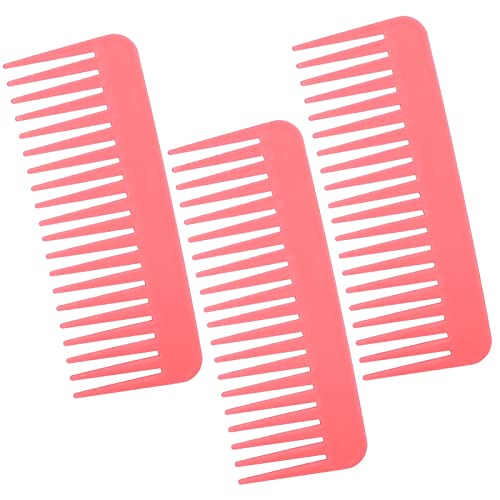Wide Tooth Comb Detangling Combs: 3Pcs Wide Tooth Comb for Curly Hair,Plastic No Handle Wide Tooth Comb ,Wide Tooth Comb for Wet /Black/Thick/Fine Hair,Combs for Women,Shower Detangling Comb(Pink)