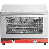 Half Size Commercial Countertop Convection Oven, 1.5 Cu Ft Capacity, Stainless Steel, 4 Wire Shelves, 1600W Electric, 150-500°F Temperature Range, 23x22.5x16.5 Inch
