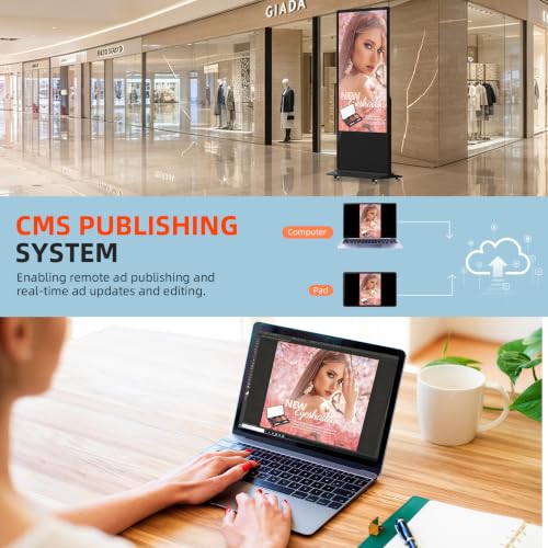 Image of Touch Screen Digital Kiosk, 65 Inch Interactive Digital Signage Display for Retail, Mall, Office Lobby, Events, Advertising Board with Built-in Media Player