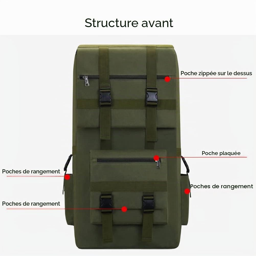 Sac à dos tactique de grande capacité de 120 l - Étanche - Pour les fans de l'armée, les voyages, le cyclisme, l'escalade, le trekking - Vert armée