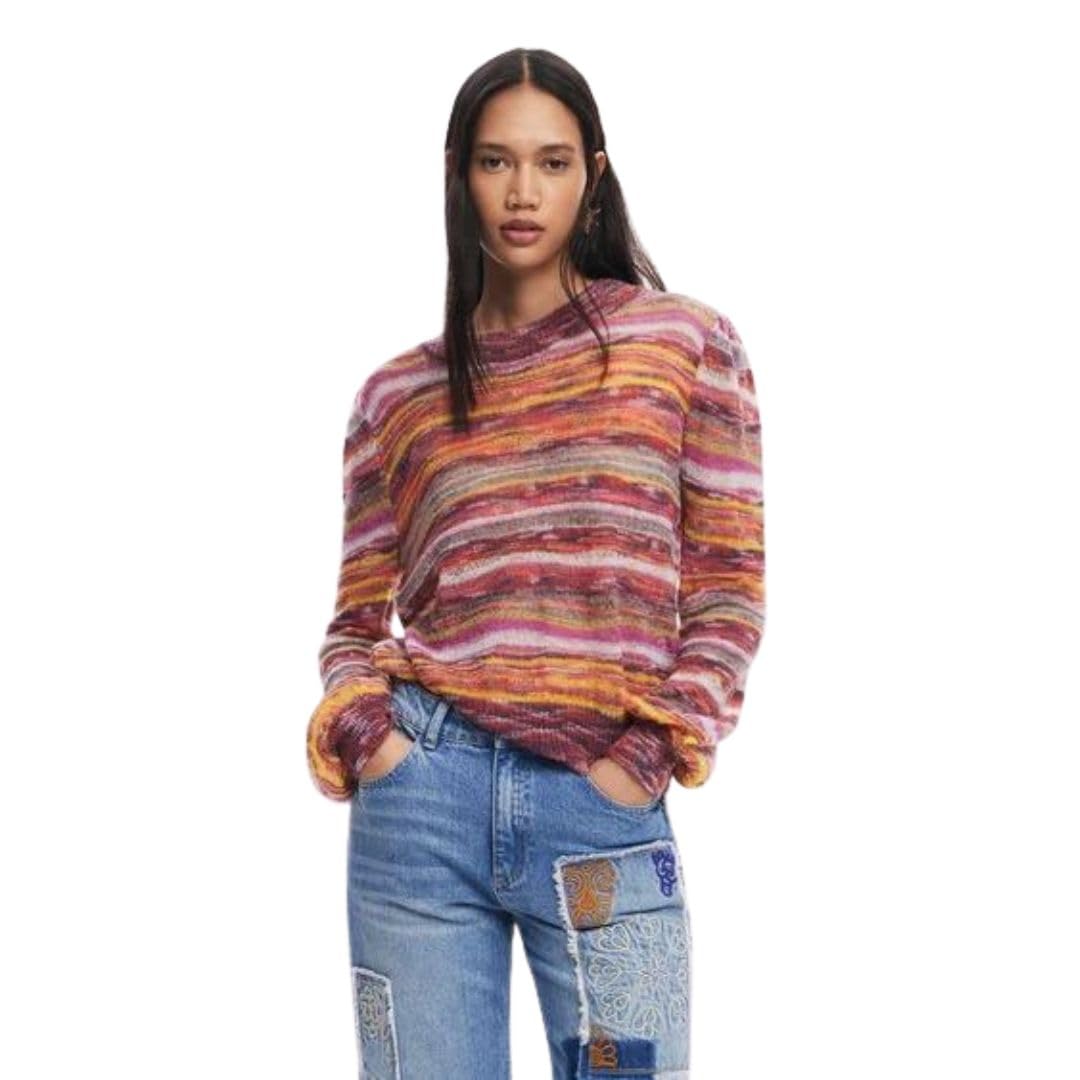 Desigual Damen Woman Flat Knit Thin Gauge Pullover Sweater, Rot, M EU