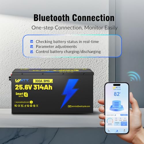 Image of Wattcycle 24V 314Ah LiFePO4 Battery 300A BMS Bluetooth 6000+ Cycles