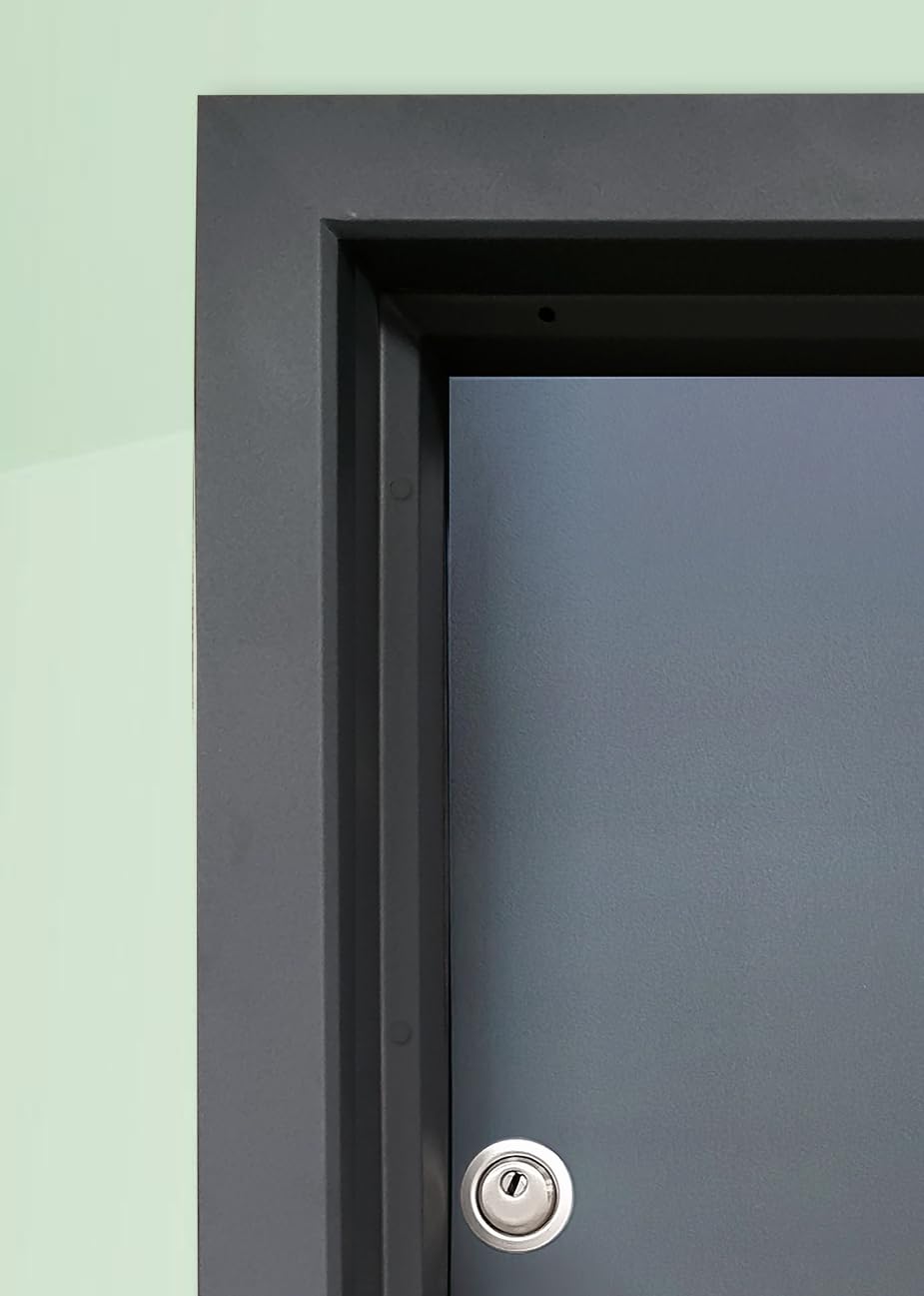 Portone Blindato Laminato per Ingresso dal Design Moderno con 2 Sistemi di Chiusura Riempito con Lana Minerale Porta Antracite e Effetto Legno PL47 (Interna destra)