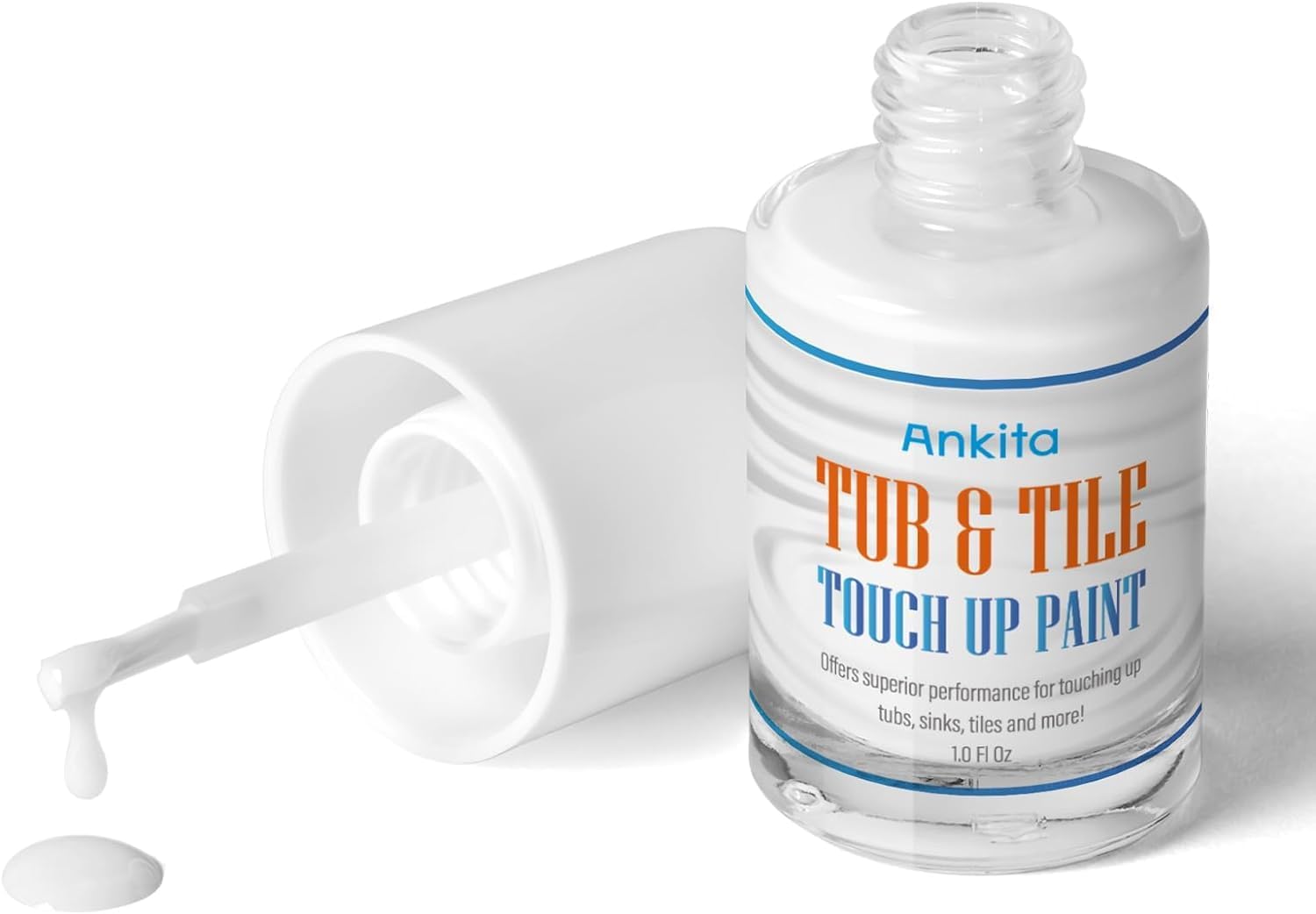 Specialty Tub and Tile Paint, White Tub Paint for Bathtub, Quick-Dry Porcelain paint for Scratches & Chips on Porcelain, Acrylic, Enamel, Cast Iron, Bathtub, Tiles, Sinks and Toilets(Matte White)