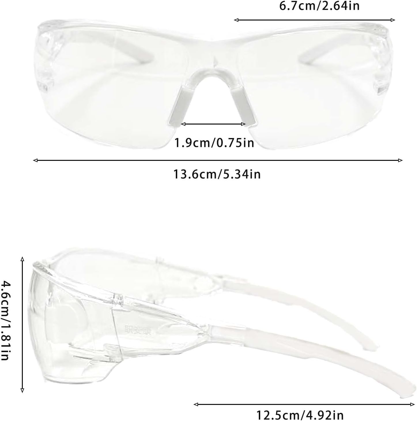 6Pcs Safety Glasses with Clear Frame and Clear Polycarbonate Anti-Scratch Hard Coat Lens