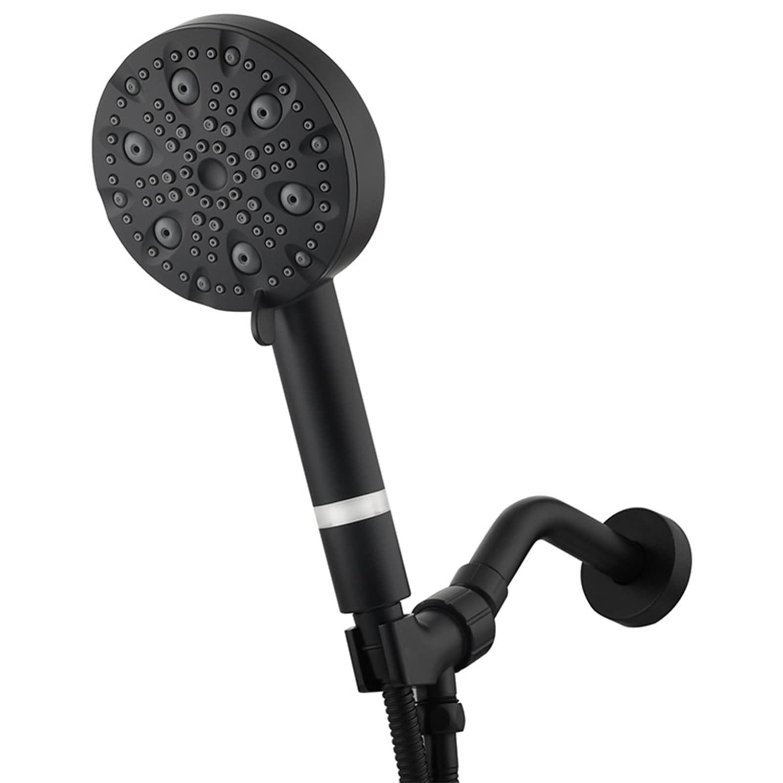 Ducha de Mano de Alta presión en ABS con 9 Funciones, Soporte Ajustable y Manguera de Ducha de 59 Pulgadas,Negro