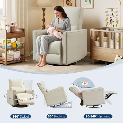 Sillón reclinable beige con tapizado en cuero sintético miniatura 7