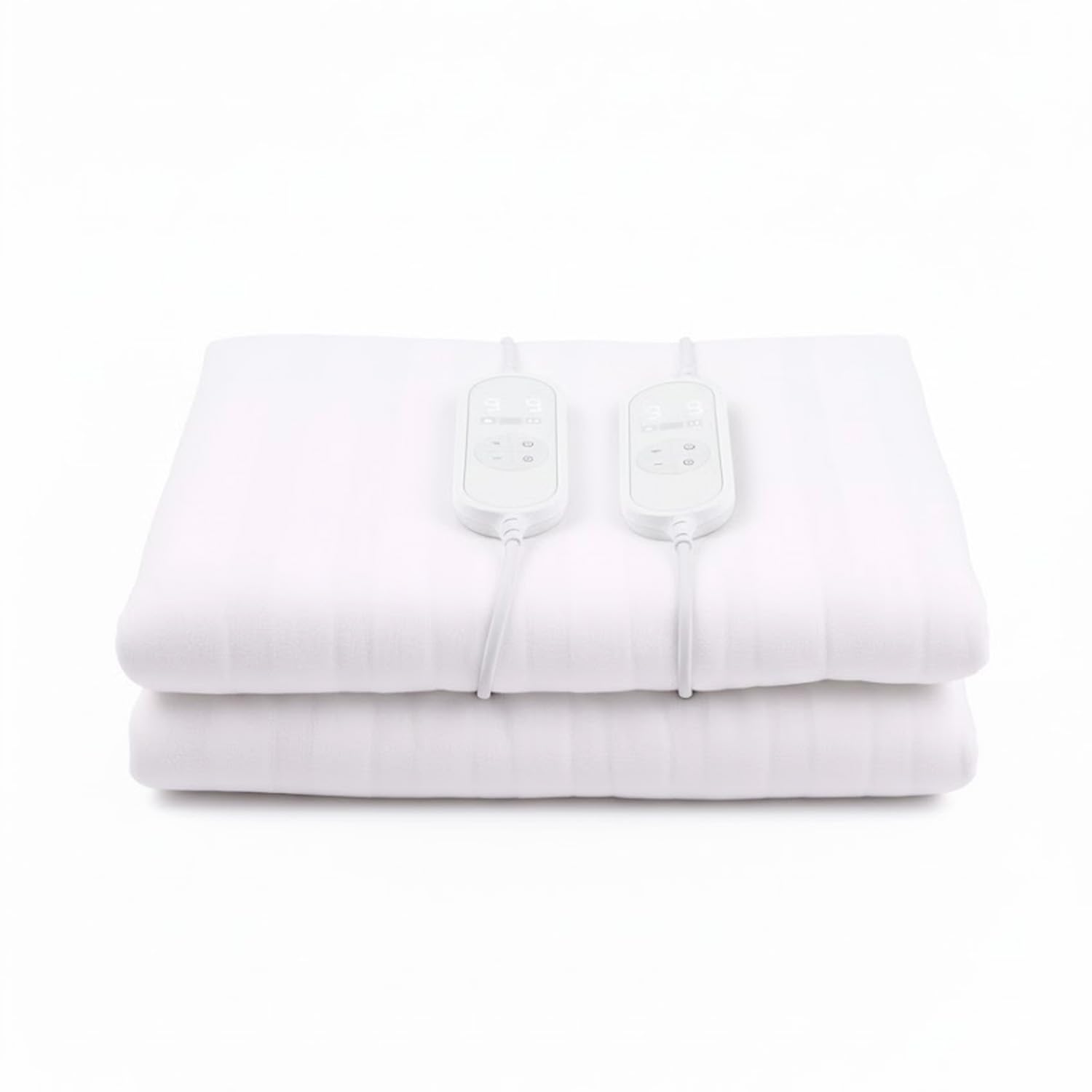 Scaldaletto Elettrico Matrimoniale 170 x 150 cm in Poliestere 9 Livelli di Temperatura 2 Controller Indipendenti Spegnimento Automatico 1-9h Anti-Surriscaldamento Elastici agli Angoli Lavabile Bianco