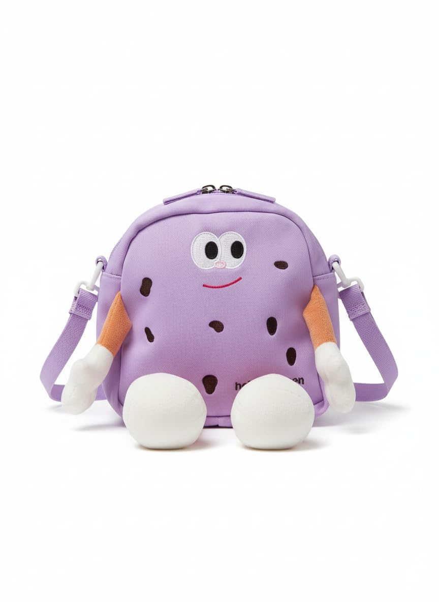 Cute Kids Cartoon Sling Bag for Girls | Soft Plush Crossbody Bag | Lightweight Shoulder Bag for Toddlers | Purple Fun Character Design for School & Travel-image-33