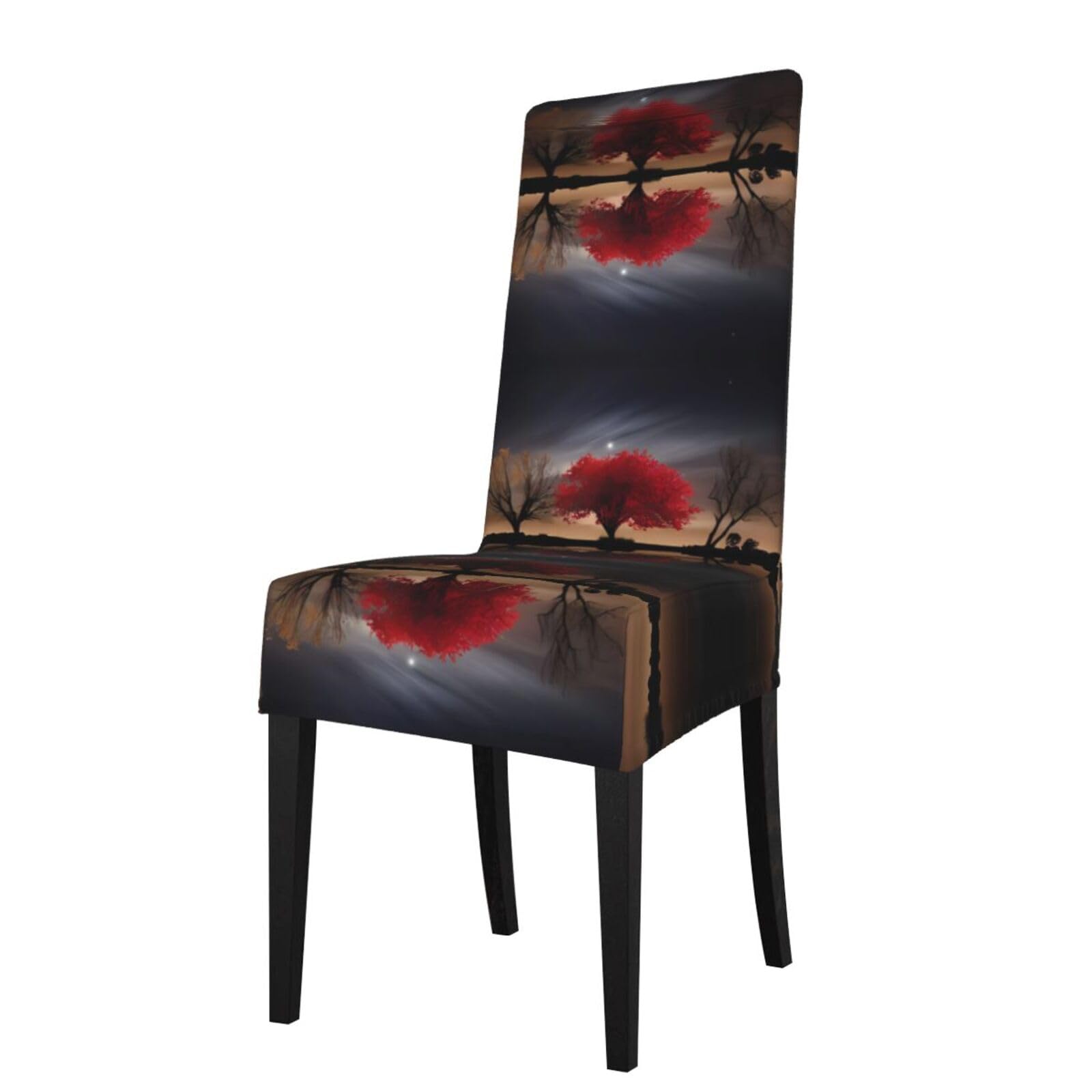 YYHWHJDE Red Tree Lake Moon Prints Protection Cover for Dining Chair – Stretchable Slipcovers for a Refreshing Dining Room Makeover