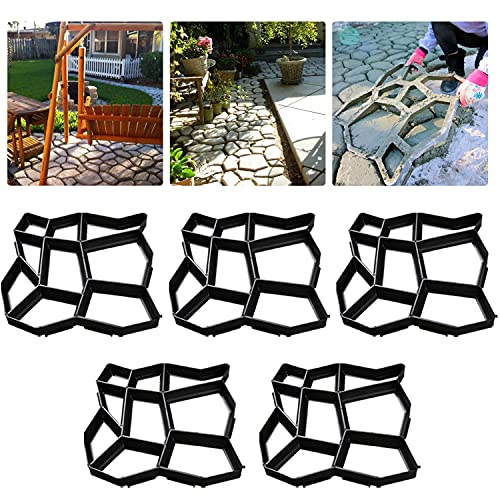 Cecaylie D.I.Y. Lot de 5 moules à pavés en forme de pavés 43 x 43 x 4 cm pour béton, trottoir, pavés, dalles de terrasse