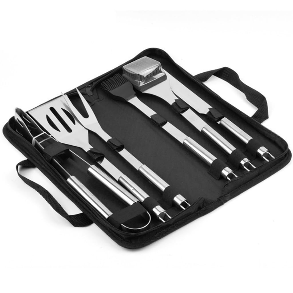 Household Stainless Steel Grill Set Cloth Bag Grill Set 6-piece BBQ Combination Barbecue Tool Set