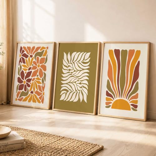 Image of kotart Boho Painting Wall Art Home Decoration Paintings With Frame For Living Room Bed Room Hotel Wall Decor Digital Reprint Set of 3 (10X13 inch)