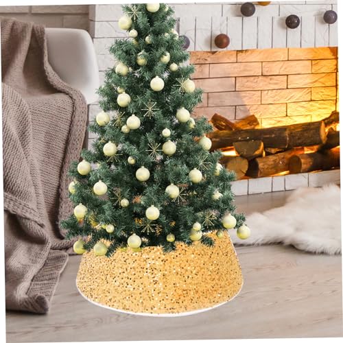 Collar de árbol de Navidad con purpurina redonda acabado de lujo dorado para decoración 3