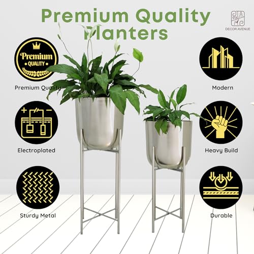 Image of Planters for Indoor Plants Metal Planters for Living Room Metal and Electroplated Nickel | Durable Planters for Living Room Bedroom Home and Office