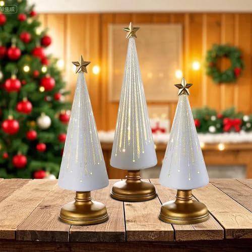 Tuxxjzm Árboles de Navidad estrellados de noche | Decoración de resina para árbol de Navidad | Decoraciones navideñas para escuela, aula, sala de estar, apartamento, vacaciones, hogar, fiesta, coche