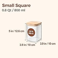 Vista 2 de ComSaf Juego de tarros de almacenamiento de alimentos de vidrio de 0.8 Qt, conjunto de 6, recipientes de almacenamiento transparentes con tapas