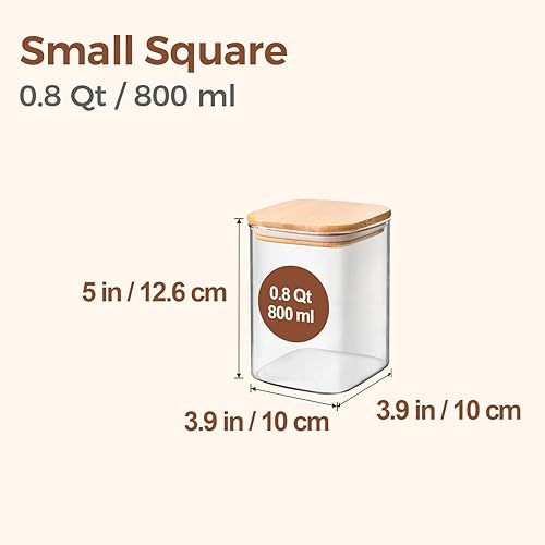Miniatura 2 de ComSaf Juego de 6 tarros de vidrio de 0.8 cuartos de galón, recipientes de almacenamiento transparentes con tapas herméticas, tarro de organización