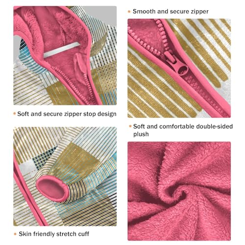 Geo Lines Stripes Big Girls Jackets With Sherpa Lining3