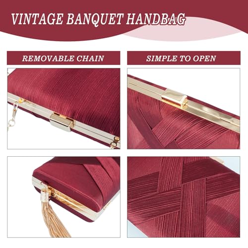 Image of 5 Pcs Clutch Purses for Women Jewelry Set Handbag with Necklace Earrings Ring Bracelet Vintage Banquet Handbag with Detachable Chain for Wedding Party Gift Supplies