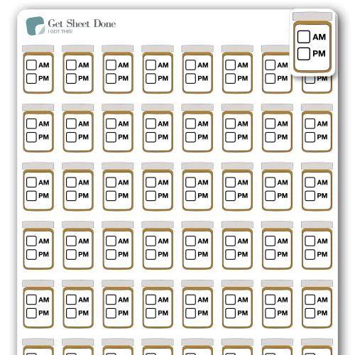 Pill Tracker Sticker / 54 Write In Smudge Proof Vinyl Stickers (1/2”) / Daily Medication Vitamin Reminder Self Care Health Wellness/Essential Productivity Life/Bujo Bullet Journaling (1 Sheet)