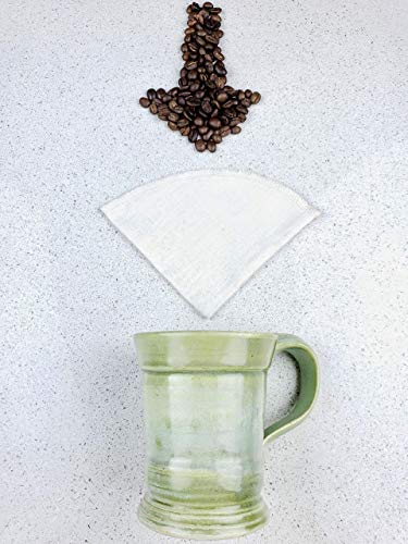 V60 Cone Pourover Reusable Cloth Coffee Filter - Made in Canada of Hemp and Organic Cotton - Zero Waste, Eco-Friendly, Natural Coffee Filter fits pour over carafes.