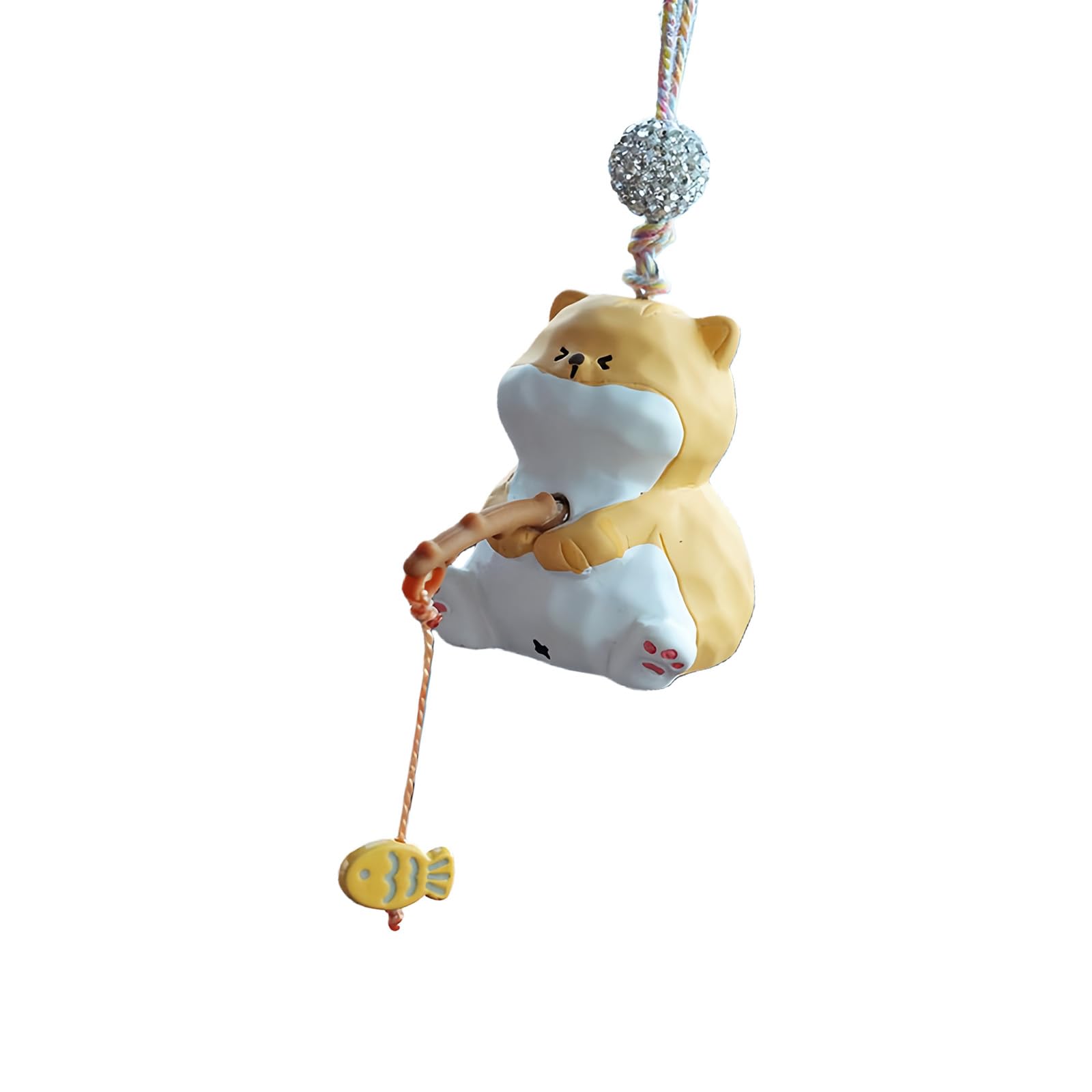 Cats Car Rear View Mirrour Pendant Hanging Ornament Car Decoration Funny Cars Interior Decors Women Men Fishing Cats Hanging Ornament