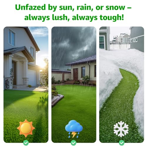 Image of Artificial Grass Turf Outdoor Indoor, 5x10ft Realistic Fake Grass Mat | Synthetic, Easy to Clean, with Drainage, Astro Turf Rug, Grass Carpet for Patio Balcony Garden Lawn Landscape Decoration
