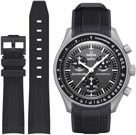 Stanchev Omega x Swatch MoonSwatch/Rolex Watch Strap 20mm Soft Silicone Omega X Swatch Moonswatch Speedmaster Replacement Band Curved Moonswatch Swatch Strap Without Gaps Suitable