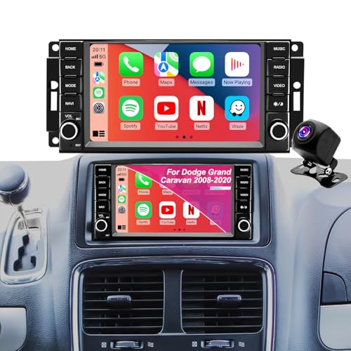 Upgrade Radio for Dodge Grand Caravan 2008-2020 Nitro 2007-2011 Caliber 2009-2012 Chrysler Town & Country 2008-2016 300/300C 2008-2010 7 Touchscreen Car Stereo Carplay Android Auto GPS WiFi FM