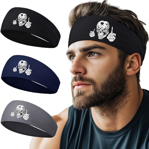 Image of 3pcs Sweat Bands Headbands Men Sweatbands Headbands for Women Christian CrossSports Running
