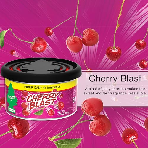 Image of Little Trees Cherry Blast Fiber Can Air Freshener 30g (Pack of 1) | Sweet & Tart Fruity Fragrance | Adjustable Lid Control | For Car, Home & Office | Imported from USA